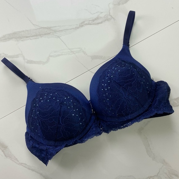 LA SENZA Hello Sugar Blue Lace Corset Push Up Bra